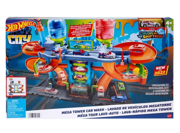 PISTA DE AUTOS HOT WHEELS TORRE AUTOLAVADO MEGA  - 3