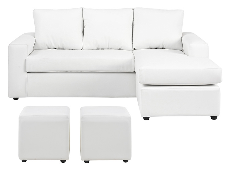 SET DE MUEBLES BODEVIR SOFÁ SECCIONAL BI-L PU 3 CUERPOS + POUFS - 1