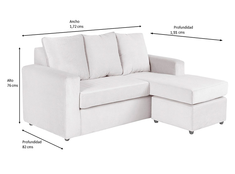 SET DE MUEBLES BODEVIR SOFÁ SECCIONAL BI-L PU 3 CUERPOS + POUFS - 7