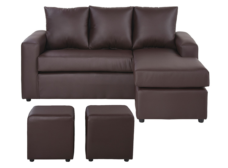 SET DE MUEBLES BODEVIR SOFÁ SECCIONAL BI-L PU 3 CUERPOS + POUFS - 1