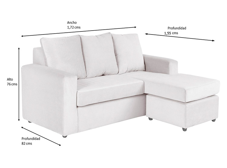 SET DE MUEBLES BODEVIR SOFÁ SECCIONAL BI-L PU 3 CUERPOS + POUFS - 7