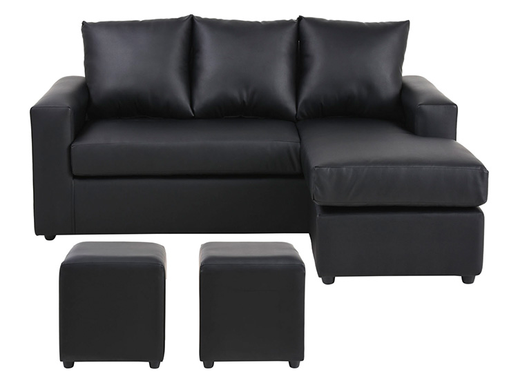 SET DE MUEBLES BODEVIR SOFÁ SECCIONAL BI-L PU 3 CUERPOS + POUFS - 1