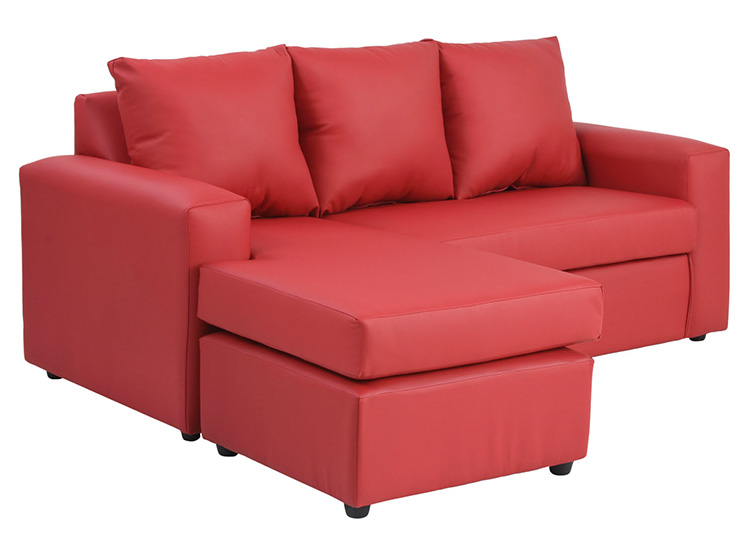 SET DE MUEBLES BODEVIR SOFÁ SECCIONAL BI-L PU 3 CUERPOS + POUFS - 4