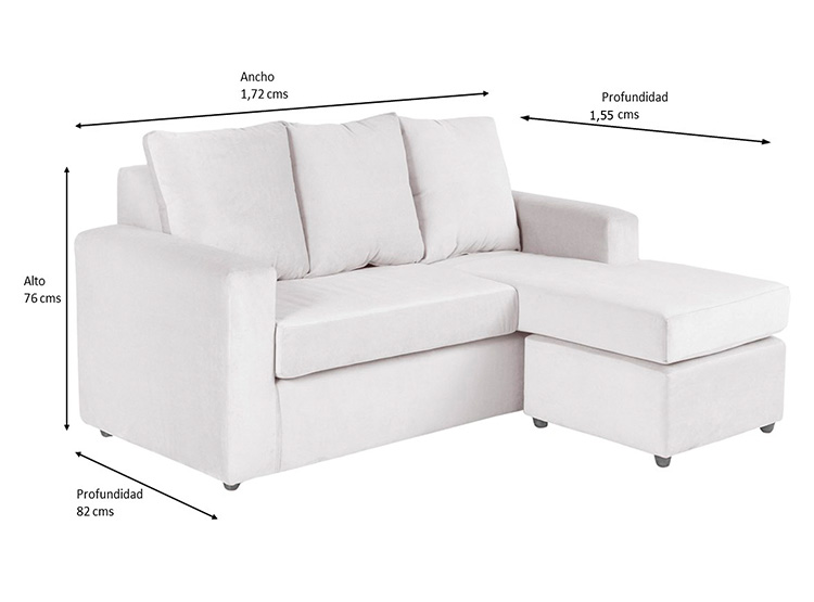 SET DE MUEBLES BODEVIR SOFÁ SECCIONAL BI-L PU 3 CUERPOS + POUFS - 7