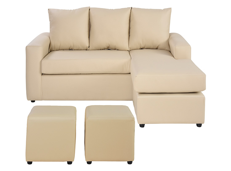 SET DE MUEBLES BODEVIR SOFÁ SECCIONAL BI-L PU 3 CUERPOS + POUFS - 1