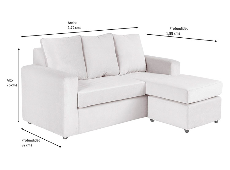 SET DE MUEBLES BODEVIR SOFÁ SECCIONAL BI-L PU 3 CUERPOS + POUFS - 7