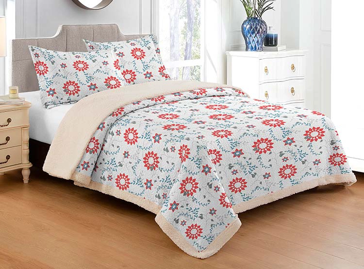 CUBRECAMA QUILT ILLUSIONS KING CELESTE SHERPA GOVERLA - 1
