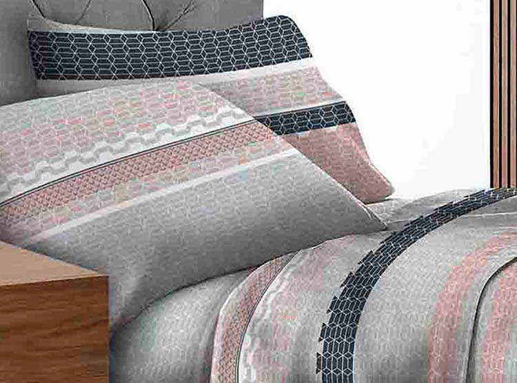 JUEGO DE SÁBANAS ILLUSIONS GEO KING 144 HILOS GRIS ESTAMPADO - 1