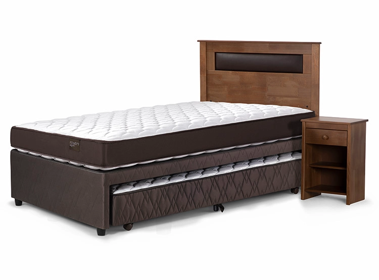 JUEGO DE DORMITORIO ROSEN CAMA DIVAN ERGO T 1.5 PLAZAS CAFÉ + SET FERRARA - 1