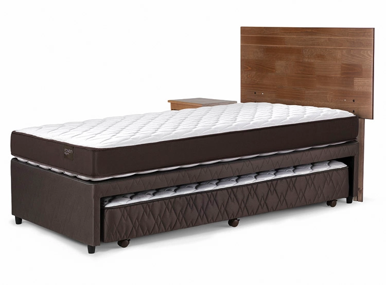 JUEGO DE DORMITORIO ROSEN CAMA DIVAN ERGO T 1.5 PLAZAS CAFÉ + SET TABOR