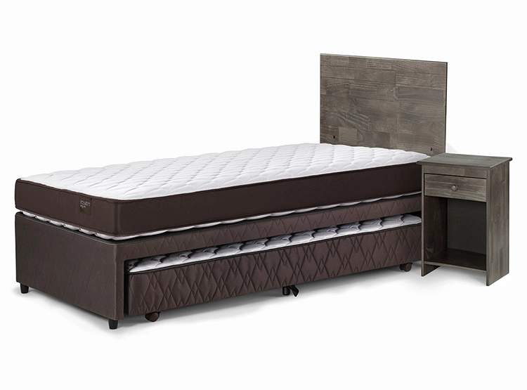 JUEGO DE DORMITORIO ROSEN CAMA DIVAN ERGO T 1.5 PLAZAS CAFÉ + SET TABOR - 1