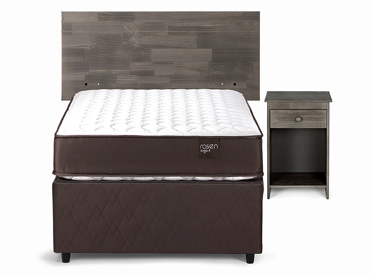 JUEGO DE DORMITORIO ROSEN CAMA DIVAN ERGO T 1.5 PLAZAS CAFÉ + SET TABOR - 2