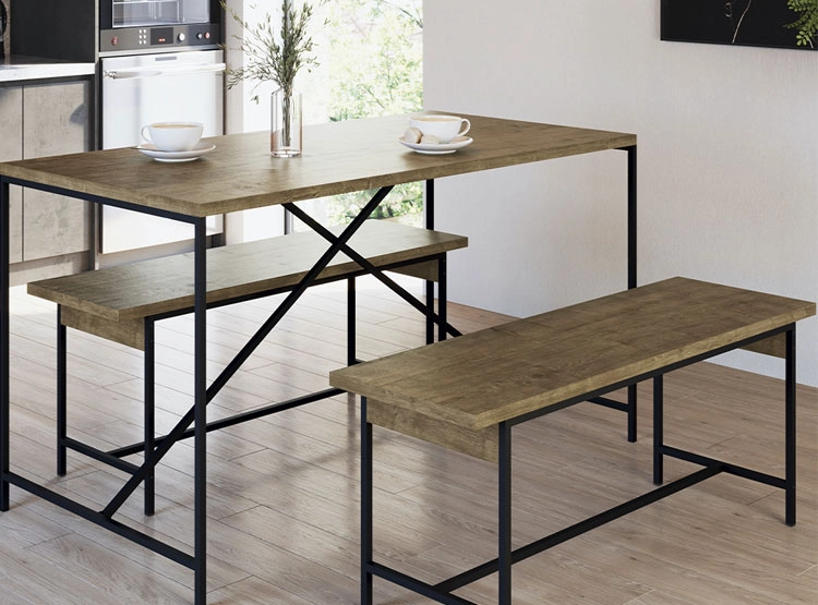 JUEGO DE COMEDOR DECOCASA STEEL YORK 27923 2 SILLAS CAFÉ - 5