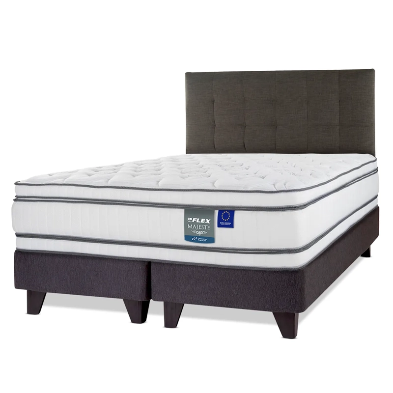 JUEGO DE DORMITORIO FLEX CAMA EUROPEA MAJESTY BD 2 PLAZAS + RESPALDO DESIGN - 2