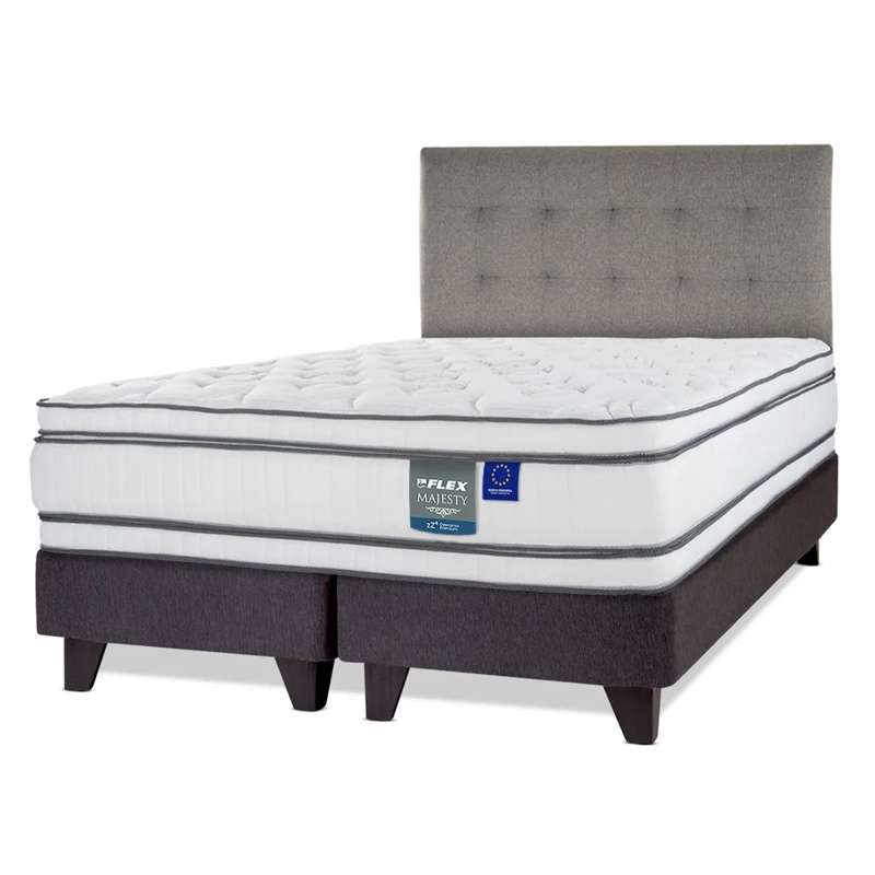 JUEGO DE DORMITORIO FLEX CAMA EUROPEA MAJESTY BD 2 PLAZAS + RESPALDO DESIGN GRIS - 2