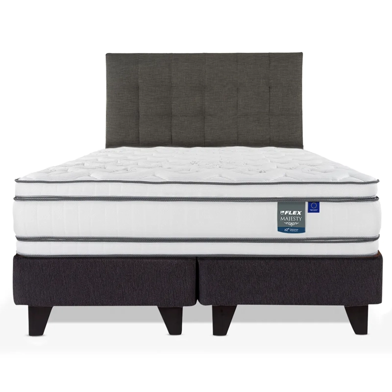 JUEGO DE DORMITORIO FLEX CAMA EUROPEA MAJESTY KING + RESPALDO DESIGN GRAFITO - 1