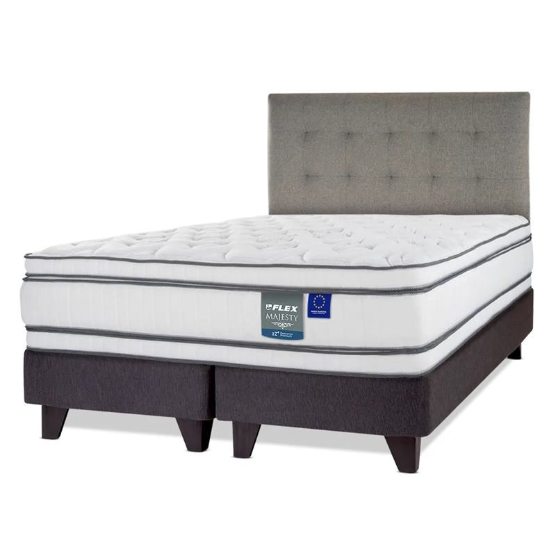 JUEGO DE DORMITORIO FLEX CAMA EUROPEA MAJESTY KING + RESPALDO DESIGN GRIS - 2