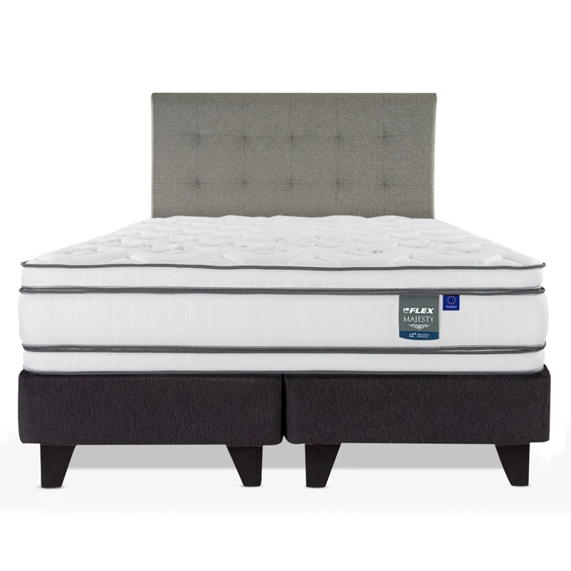JUEGO DE DORMITORIO FLEX CAMA EUROPEA MAJESTY SÚPER KING + RESPALDO DESIGN GRIS - 1