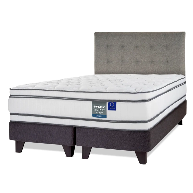 JUEGO DE DORMITORIO FLEX CAMA EUROPEA MAJESTY SÚPER KING + RESPALDO DESIGN GRIS - 2