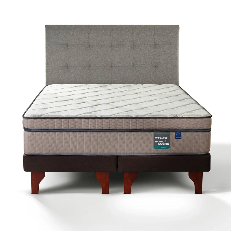 JUEGO DE DORMITORIO FLEX CAMA EUROPEA MAX COBRE BOX BD 2 PLAZAS + DESIGN GRIS - 2