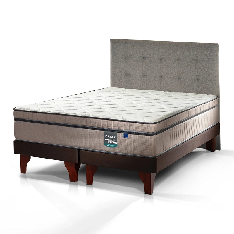 JUEGO DE DORMITORIO FLEX CAMA EUROPEA MAX COBRE BOX BD 2 PLAZAS + DESIGN GRIS - 3
