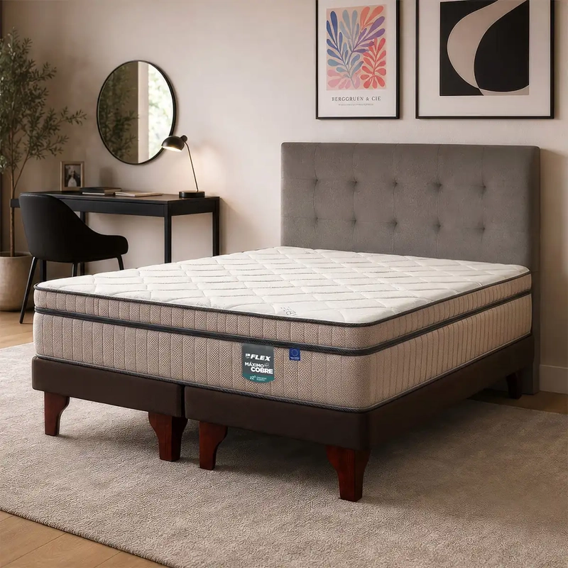 JUEGO DE DORMITORIO FLEX CAMA EUROPEA MAX COBRE KING + DESIGN GRAFITO - 1