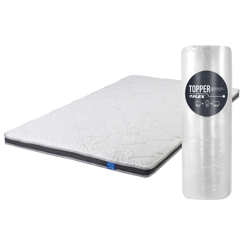 CUBRECOLCHON TOPPER FLEX 1.5 PLAZAS BLANCO LISO SALUS - 2