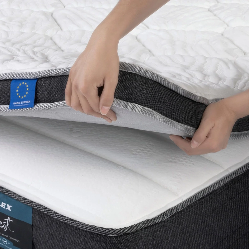 CUBRECOLCHON TOPPER FLEX 1.5 PLAZAS BLANCO LISO SALUS - 6
