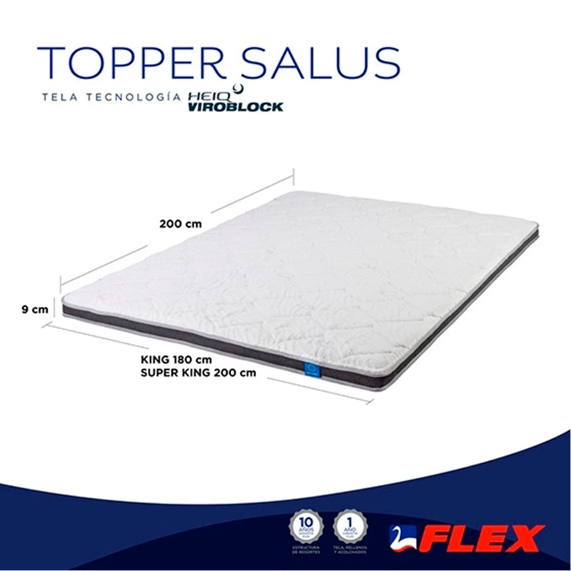 CUBRECOLCHON TOPPER FLEX KING BLANCO LISO SALUS - 7