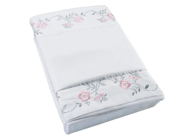 JUEGO DE SÁBANAS ANDES KING BLANCO ROSA BORDADO - 2