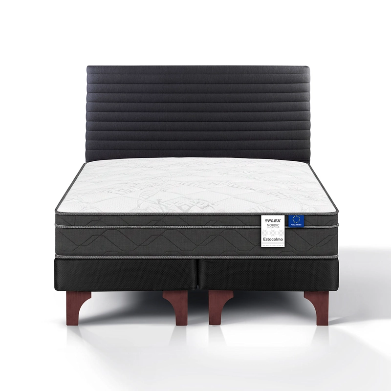 JUEGO DE DORMITORIO FLEX CAMA EUROPEA ESTOCOLMO BX BD 2 PLAZAS + RESPALDO MOD GRAFITO - 2