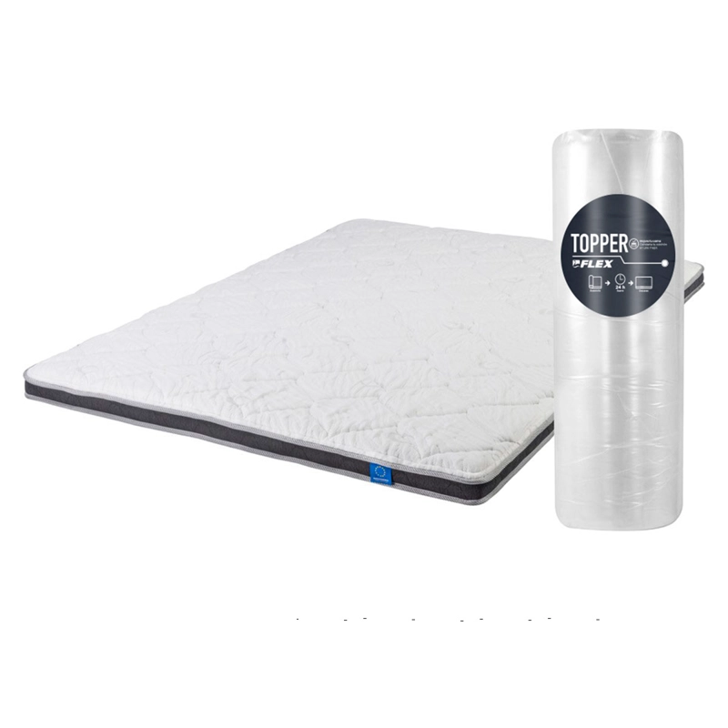 CUBRECOLCHON TOPPER FLEX 2 PLAZAS GRIS LISO SALUS - 2