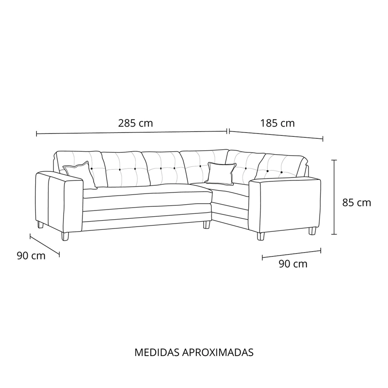 SOFÁ SECCIONAL LIVING FACTORY DUBAI DERECHO 5 CUERPOS FELPA - 10