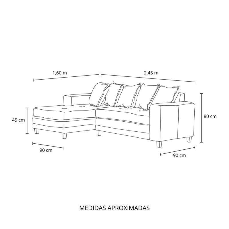 SOFÁ SECCIONAL LIVING FACTORY MILLAN IZQUIERDO 4 CUERPOS FELPA - 9