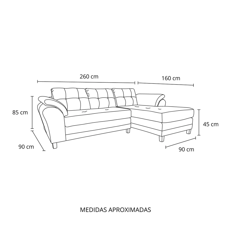 SOFÁ SECCIONAL LIVING FACTORY SAMI DERECHO 4 CUERPOS FELPA - 9