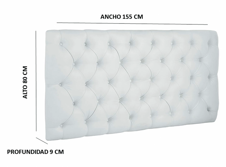 RESPALDO BODEVIR CAPITONE ROMBOS PU 2 PLAZAS MADERA BLANCO - 6