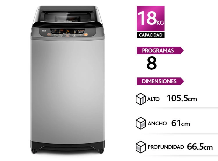 LAVADORA CARGA SUPERIOR MADEMSA 18 SZG 18KG GRIS - 1