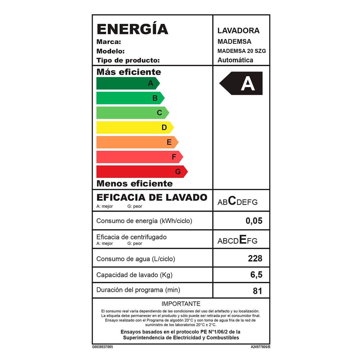 LAVADORA CARGA SUPERIOR MADEMSA 20 SZG 20KG GRIS - 7