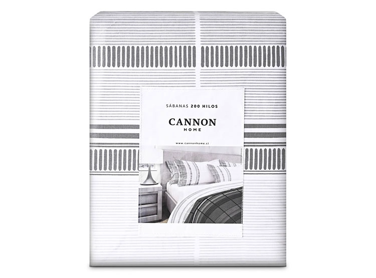 JUEGO DE SÁBANAS CANNON EXPRESS 2 PLAZAS 200 HILOS GRIS ESTAMPADO - 4