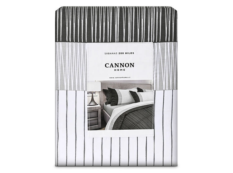 JUEGO DE SÁBANAS CANNON MARKER 2 PLAZAS 200 HILOS GRIS ESTAMPADO - 4