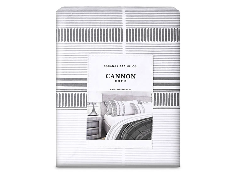 JUEGO DE SÁBANAS CANNON EXPRESS KING 200 HILOS GRIS ESTAMPADO - 4