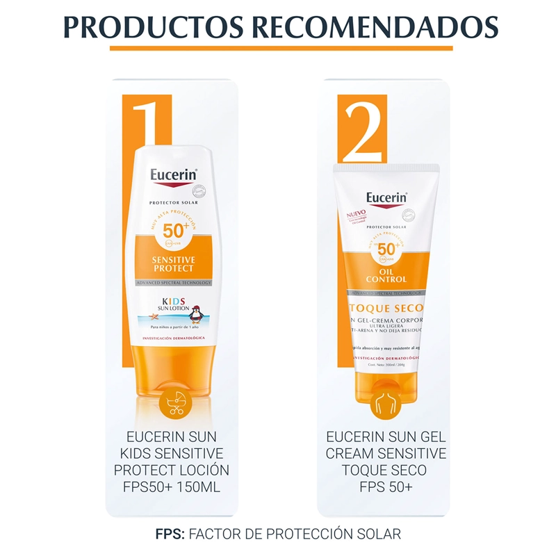 PROTECTOR SOLAR FACIAL EUCERIN CREMA GEL SUN FACE TOQUE SECO SPF 50+ 50 ML - 7
