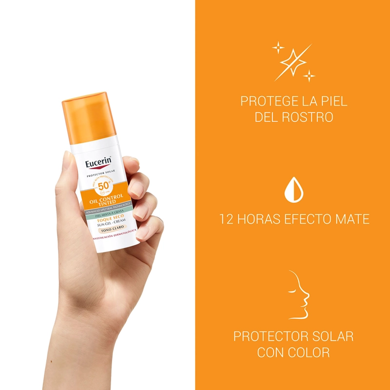 PROTECTOR SOLAR FACIAL EUCERIN SUN OIL CONTROL TINTED TONO LIGHT SPF 50+ 50 ML - 3