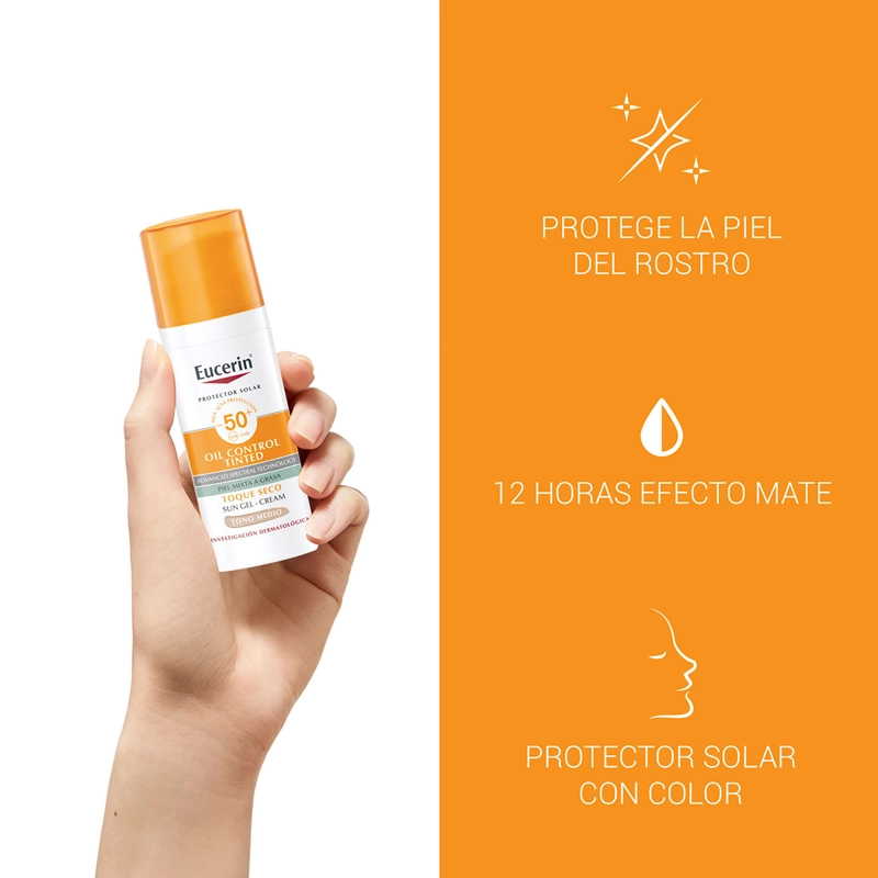 PROTECTOR SOLAR FACIAL EUCERIN SUN OIL CONTROL TINTED TONO MEDIUM SPF 50+ 50 ML - 3
