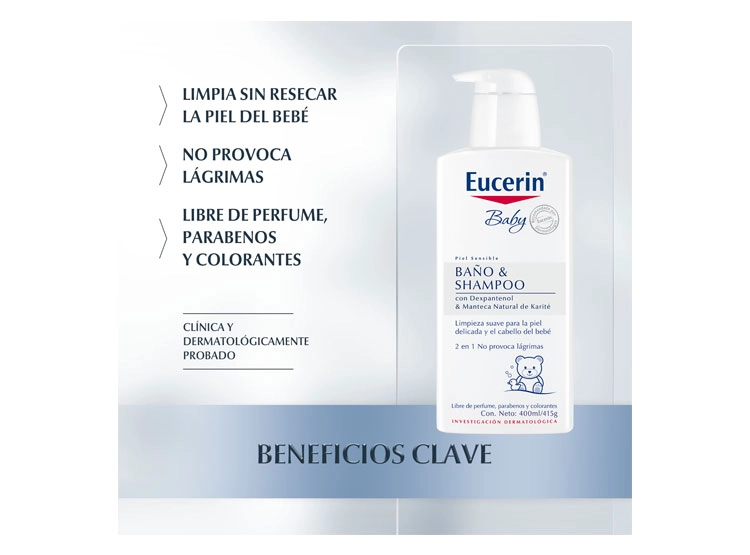 LIMPIADOR 2 EN 1 EUCERIN BABY BAÑO Y SHAMPOO 400 ML - 2
