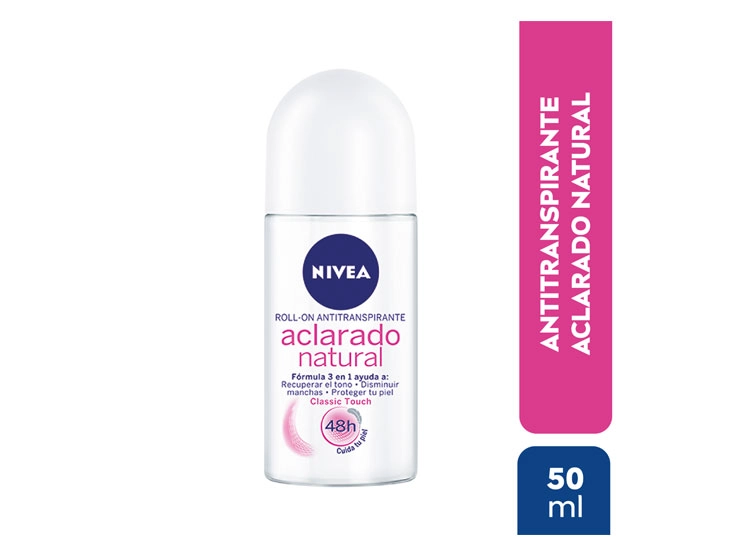 DESODORANTE NIVEA ACLARADO NATURAL CLASSIC TOUCH ROLL ON 50 ML - 1