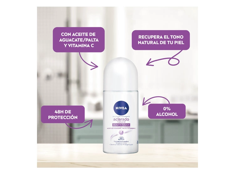 DESODORANTE NIVEA ACLARADO NATURAL BEAUTY TOUCH ROLL ON 50 ML - 2