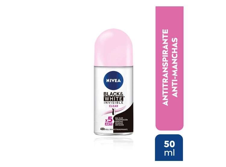 DESODORANTE NIVEA INVISIBLE BLACK & WHITE CLEAR ROLL ON 50 ML - 1