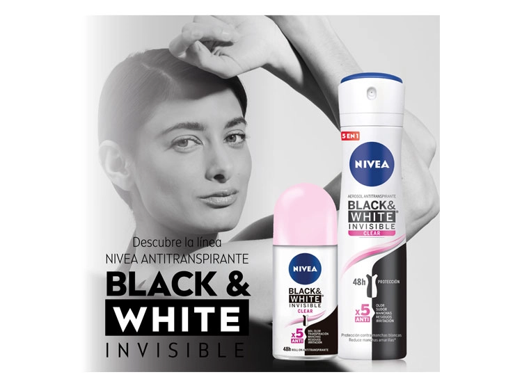 DESODORANTE NIVEA INVISIBLE BLACK & WHITE CLEAR ROLL ON 50 ML - 6