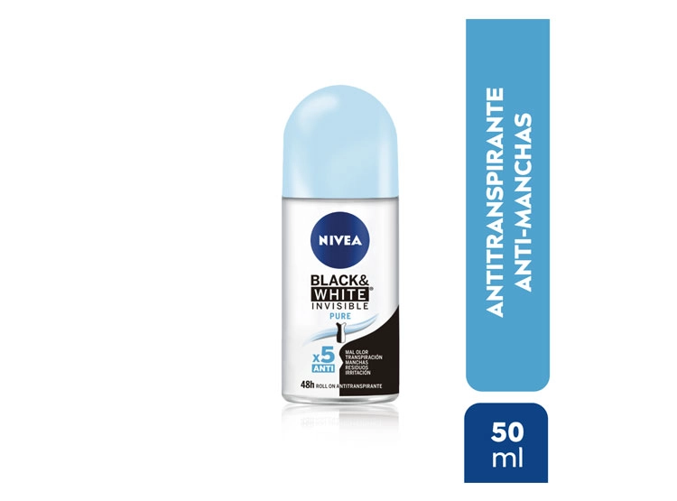 DESODORANTE NIVEA INVISIBLE BLACK & WHITE PURE ROLL ON 50 ML - 1